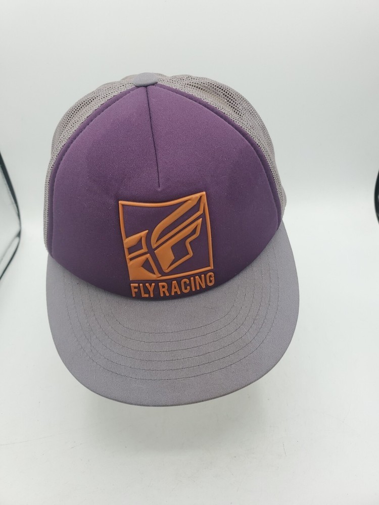 Fly Racing Snapback Mesh Trucker Inversion Hat Purple Gray Cap Adjustable