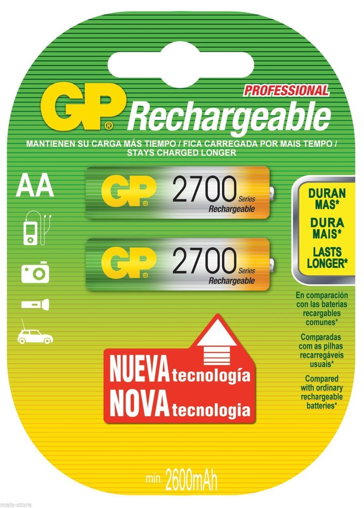 GP 2700 NiMH rechargeable AA batteries