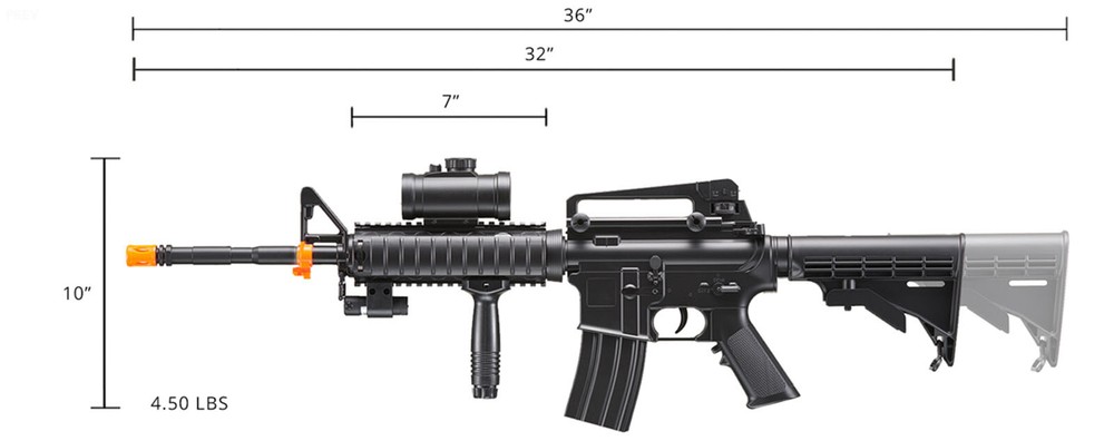 AirSoft Double Eagle M4 AEG Automatic Electric Rifle w/Flashlight & Red DOT Scop