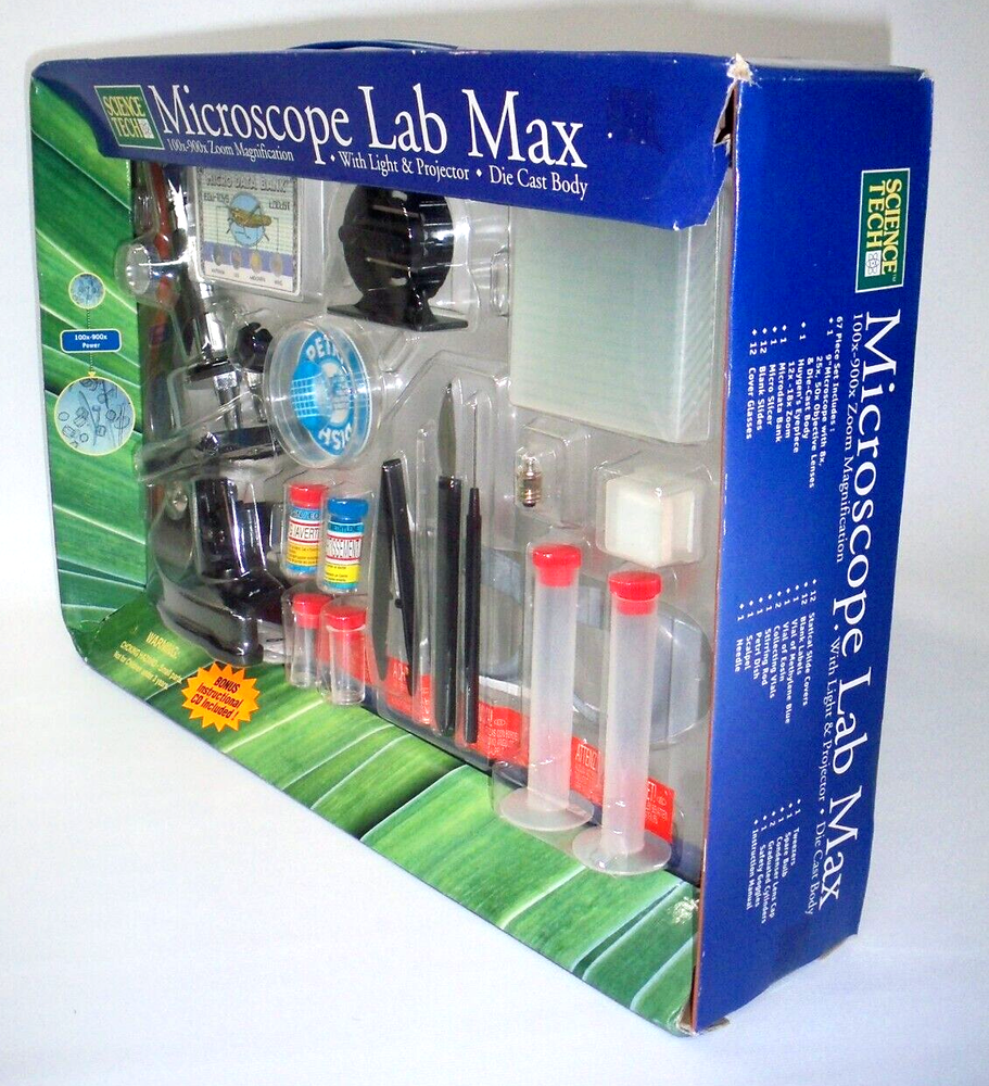 Science Tech Microscope Lab Max with Light and Projector, Kids Activity, New!