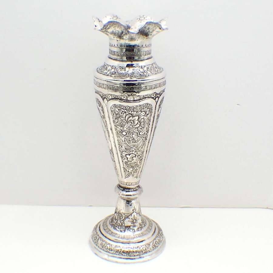 Middle Eastern Vase 84 Standard Silver Hand Chased Decorations