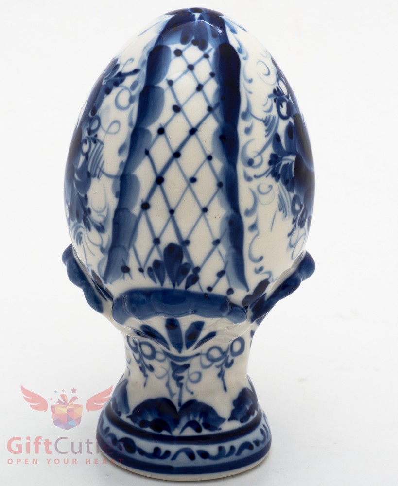 Gzhel Porcelain Easter Egg Hand-painted