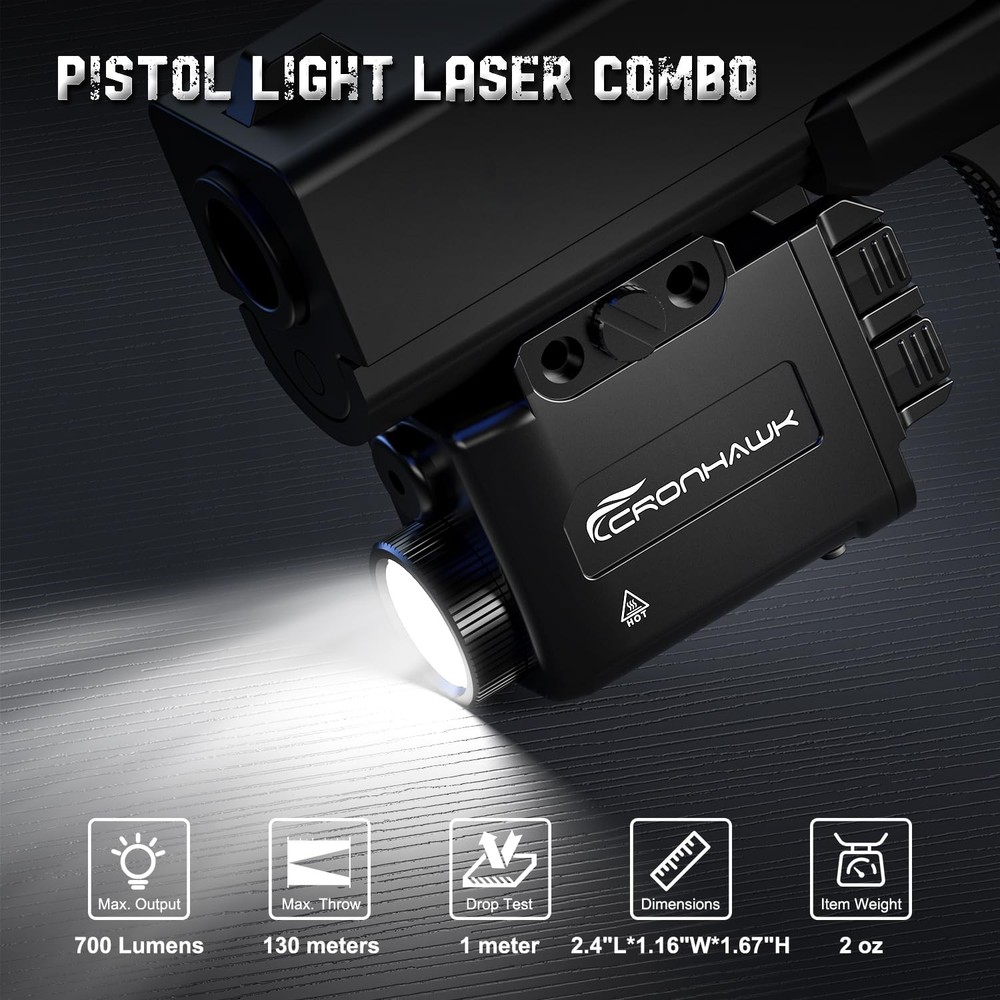 CRONHAWK Pistol Light Green Laser Combo Rechargeable,