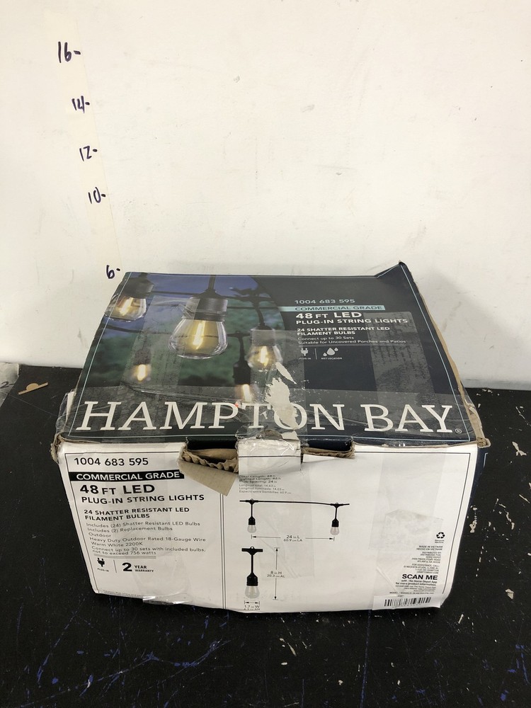 Hampton Bay 10328 48 ft. Indoor/Outdoor String Light with LED Bulbs