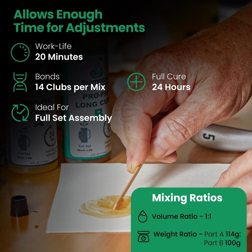 Brampton PRO-FIX Long Cure Golf Epoxy - Full Set Work Life - Extra Strength -...