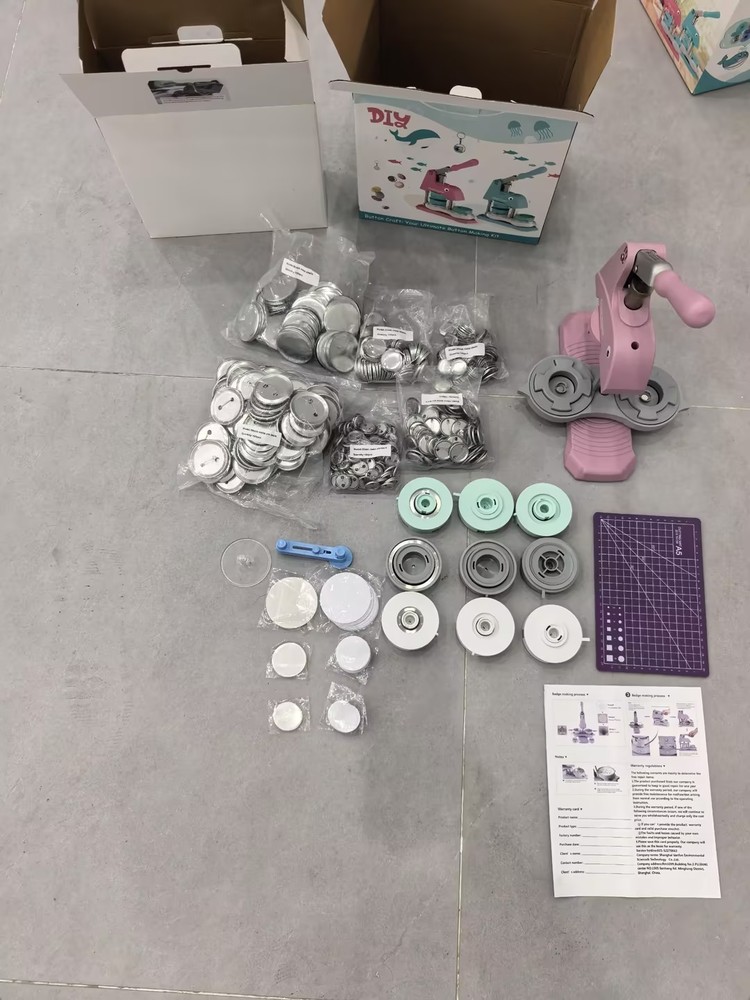 Button Maker Machine 3 Sizes DIY Pin Making Machine 1+1.25+2.25 inch 300 Button