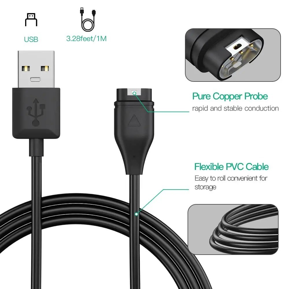 For Garmin Instinct Charger Replacement Charging Cable Cord USB**
