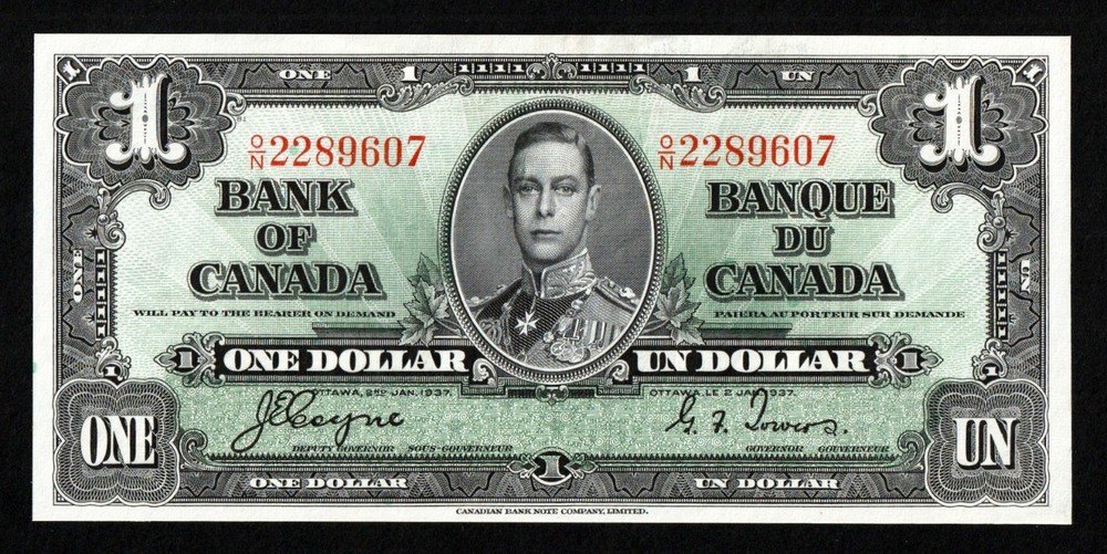 1937 Canada 1 Dollar Bill, UNC