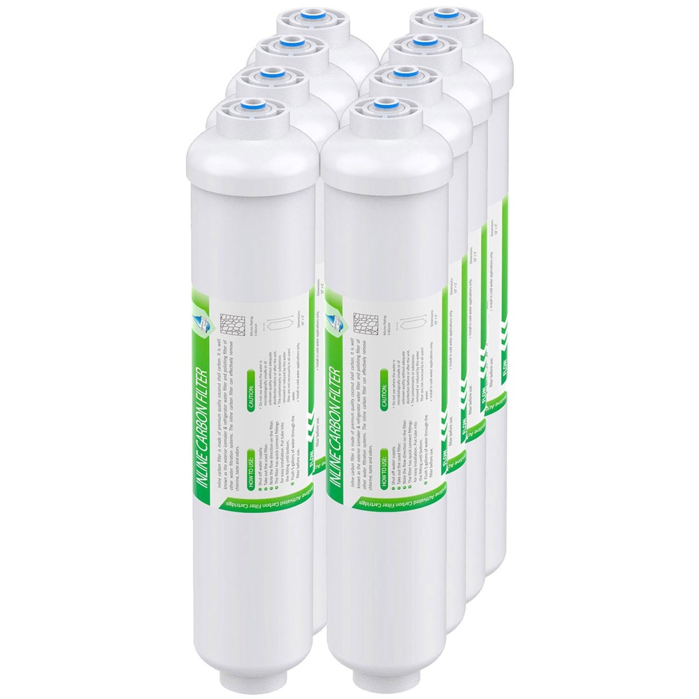 1-8 Pack Post Carbon Inline Water Filter 1/4" Quick Connect QC for Refrigerator