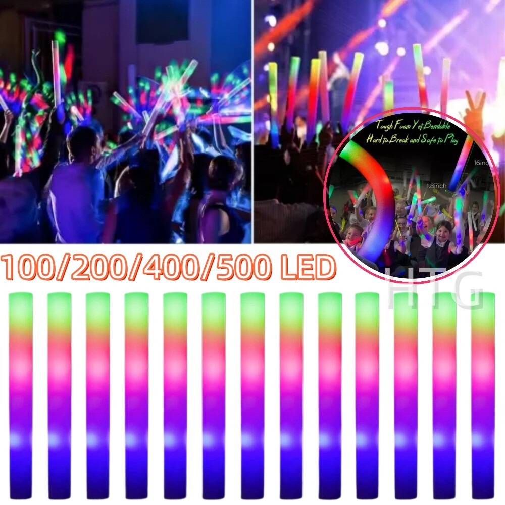100-500 PCS Light Up Foam Sticks LED Wands Batons Party Dj Flashing Glow Sticks