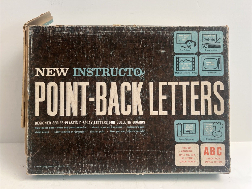 Instructo 2” Point Back BLACK & WHITE Letters Capitals Bulletin Boards