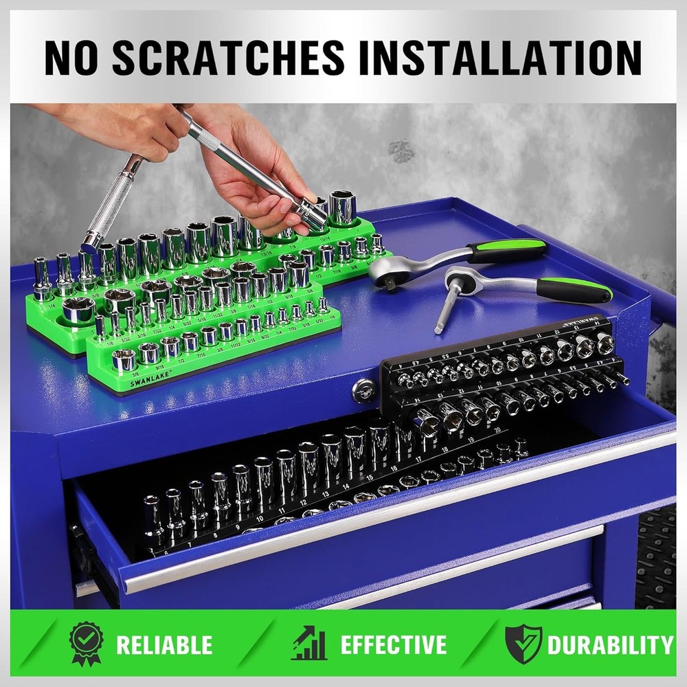 Magnetic Socket Organizer Set, Metric & SAE Socket Holder Set Includes 1/4"