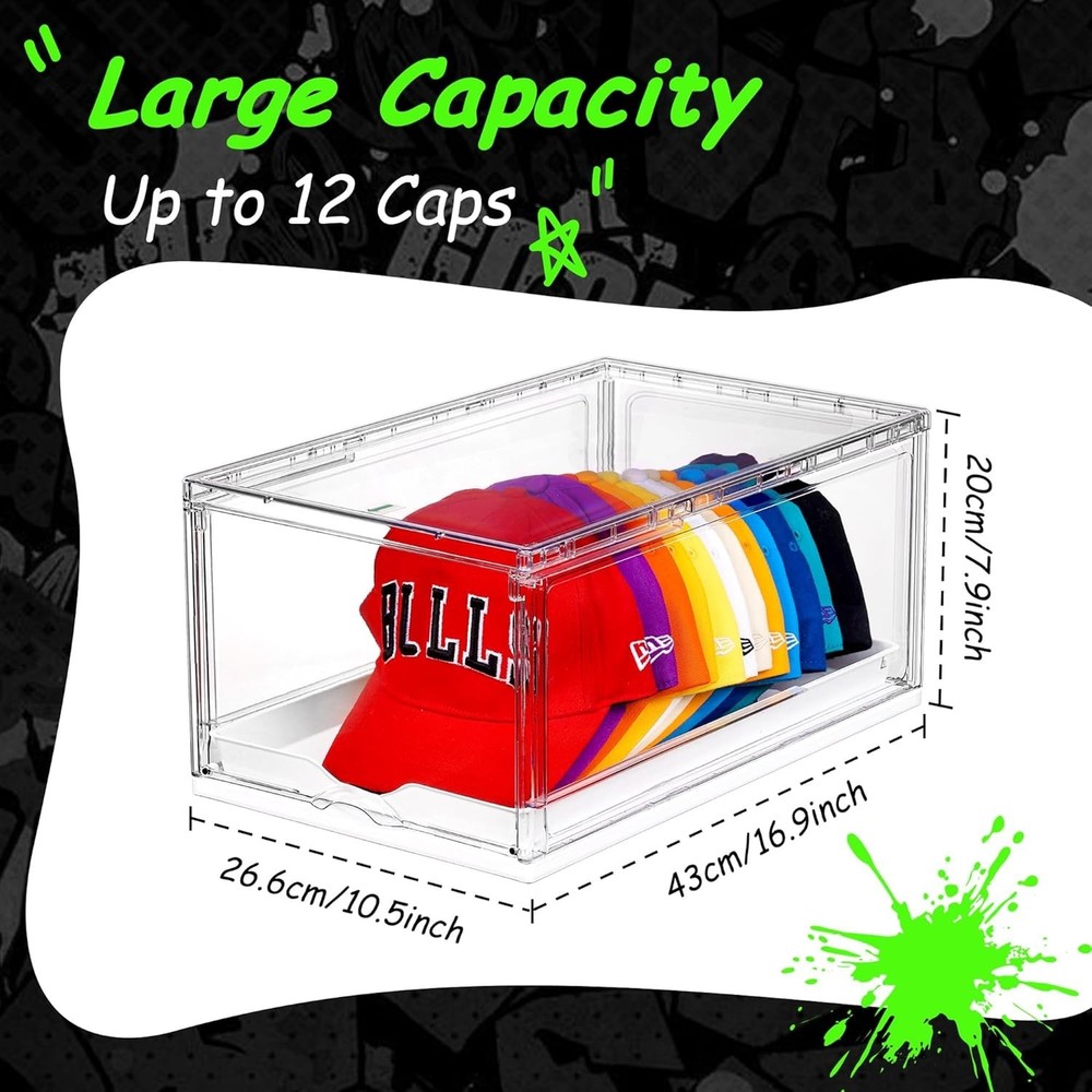 Modern Stackable Hat Organizer - 2 Clear Boxes for Easy & Dust-Free Access