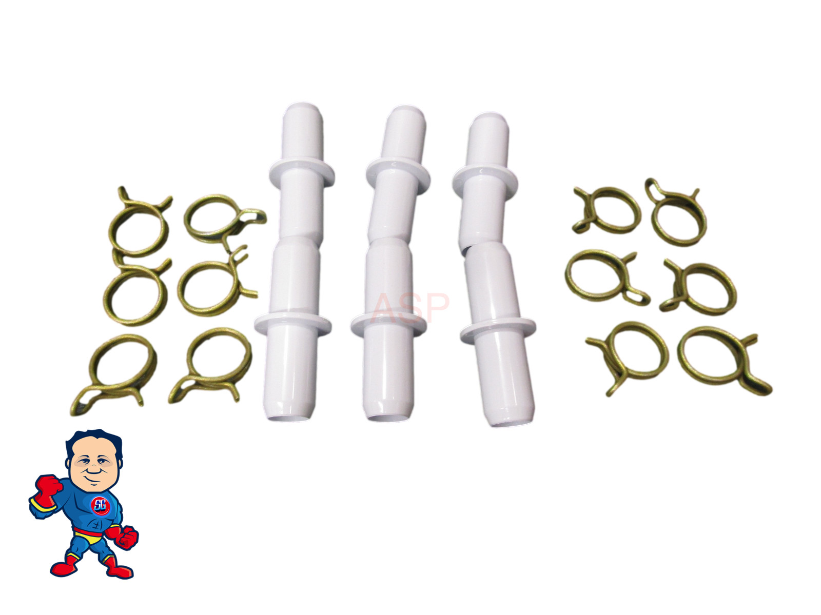 (6) Spa Hot Tub Part 3/4" Barb & Clamps Repair Coupler 1" OD, 3/4" ID Pipe Video