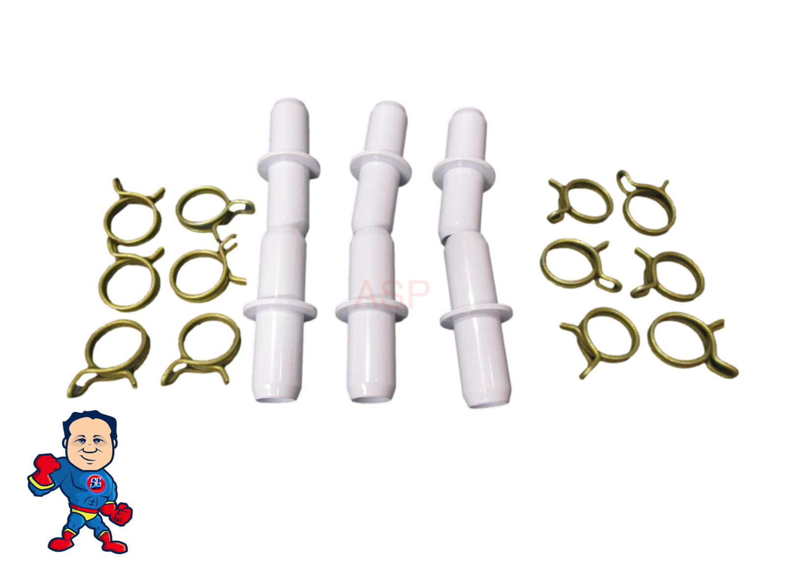 (6) Spa Hot Tub Part 3/4" Barb & Clamps Repair Coupler 1" OD, 3/4" ID Pipe Video