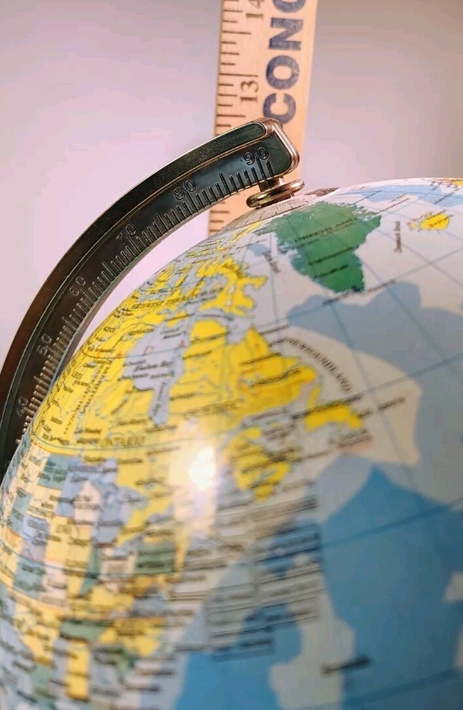 Fucashun 8" World Globe Three Touch Setting Lighted Rotating On Stand Works