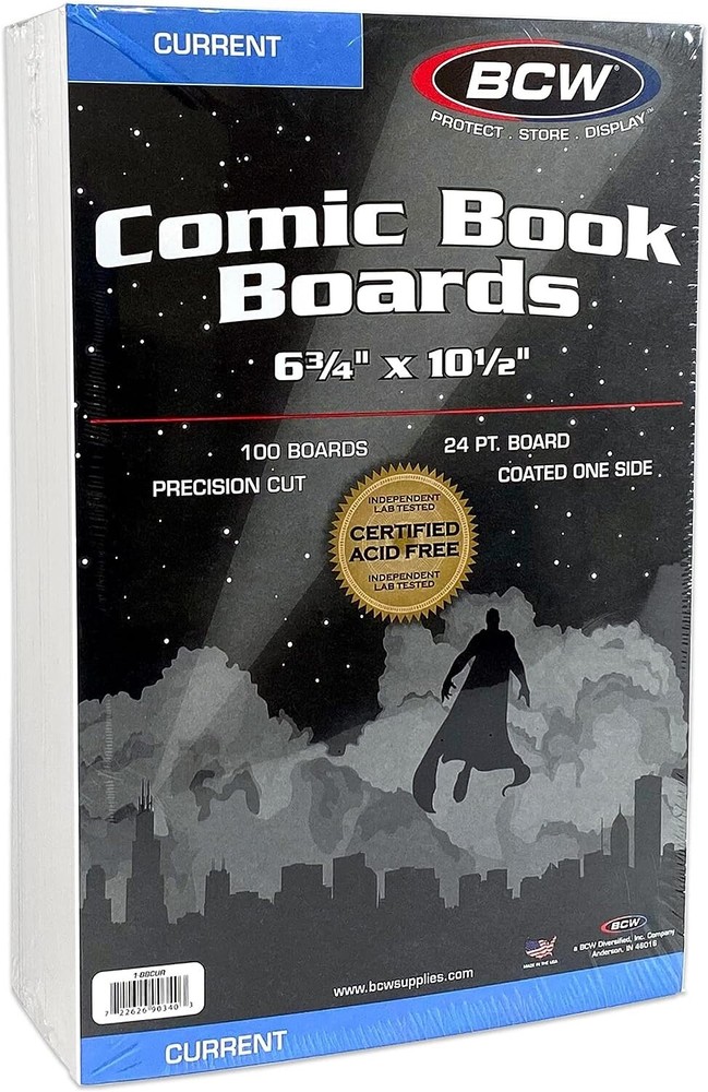 BCW Supplies - Current Size Comic Boards - White - BBCUR - (100 Boards)