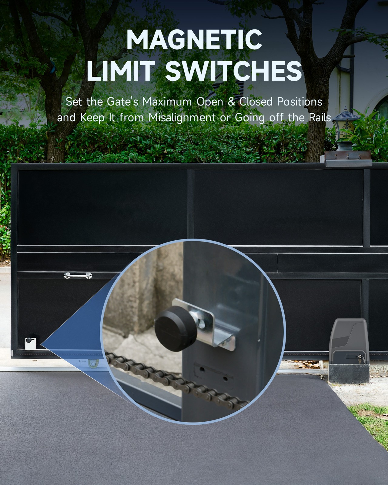 CO-Z 3300lb Solar Sliding Gate Opener with 2 Remotes for 40ft Driveway Gates