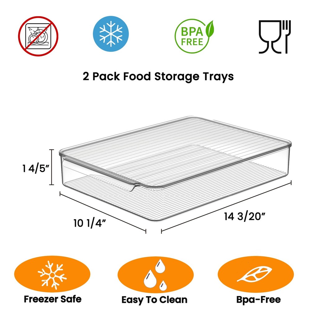 Stackable Freezer Organizer, Flat Produce Saver Sliced Cheese Container with ...