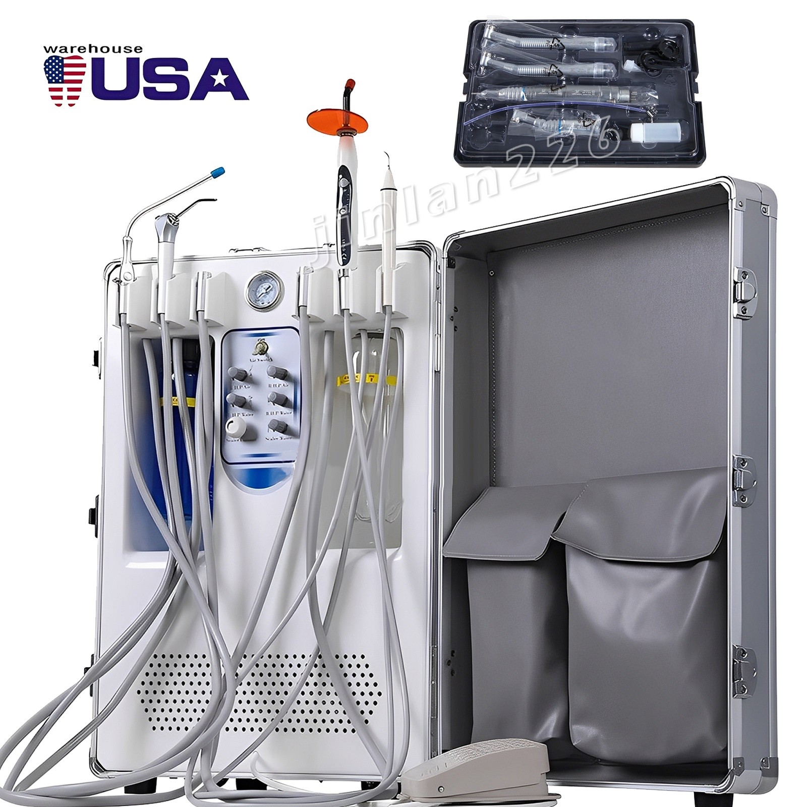 Unidad de entrega dental portatil móvil compresor de aire succión /handpiece