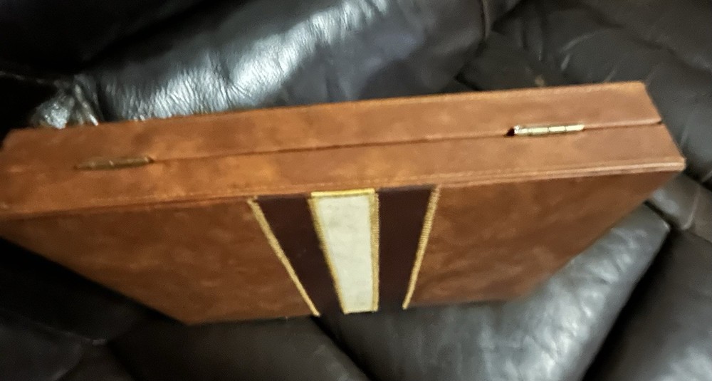 Vintage Smaller Backgammon Set 8” x 11” complete.