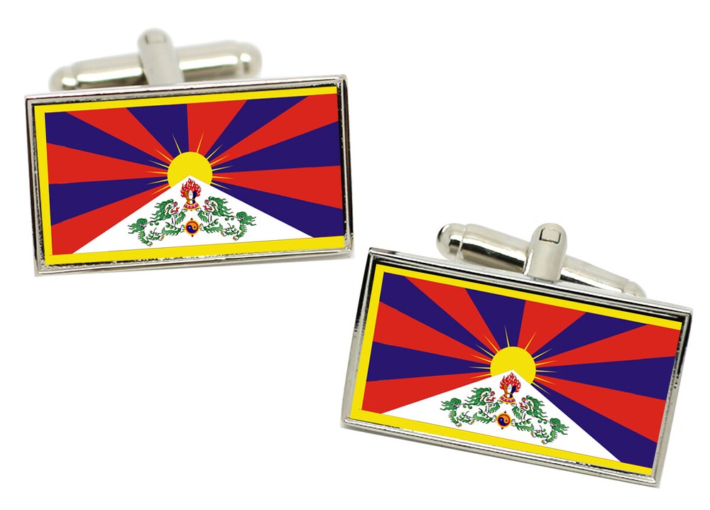 Tibet Flag Cufflinks in Chrome Gift box