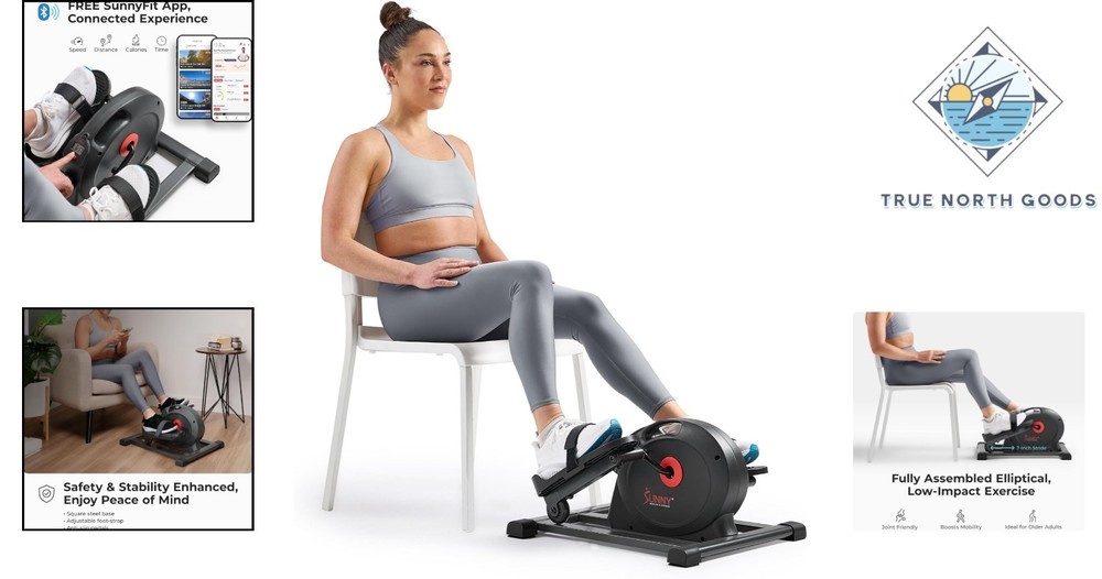 Sit and Pedal Mini Elliptical - Bluetooth Enabled, Adjustable, Safe for Seniors