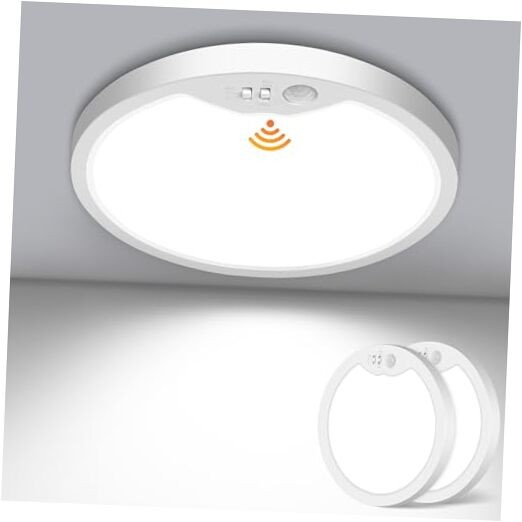 2 Pack Motion Sensor Ceiling Light Wired, 2 Count (Pack of 1) 7inch in White
