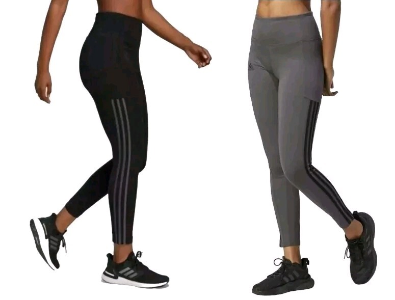 adidas Women's High Rise 3-stripe 7/8 Cotton Tights HM2603 Black Gray Variety