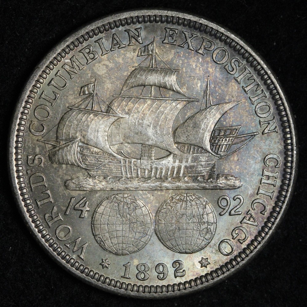 1892 Columbian Exposition Silver Half Dollar BU *UNCIRCULATED MS TONED E323 AUCB