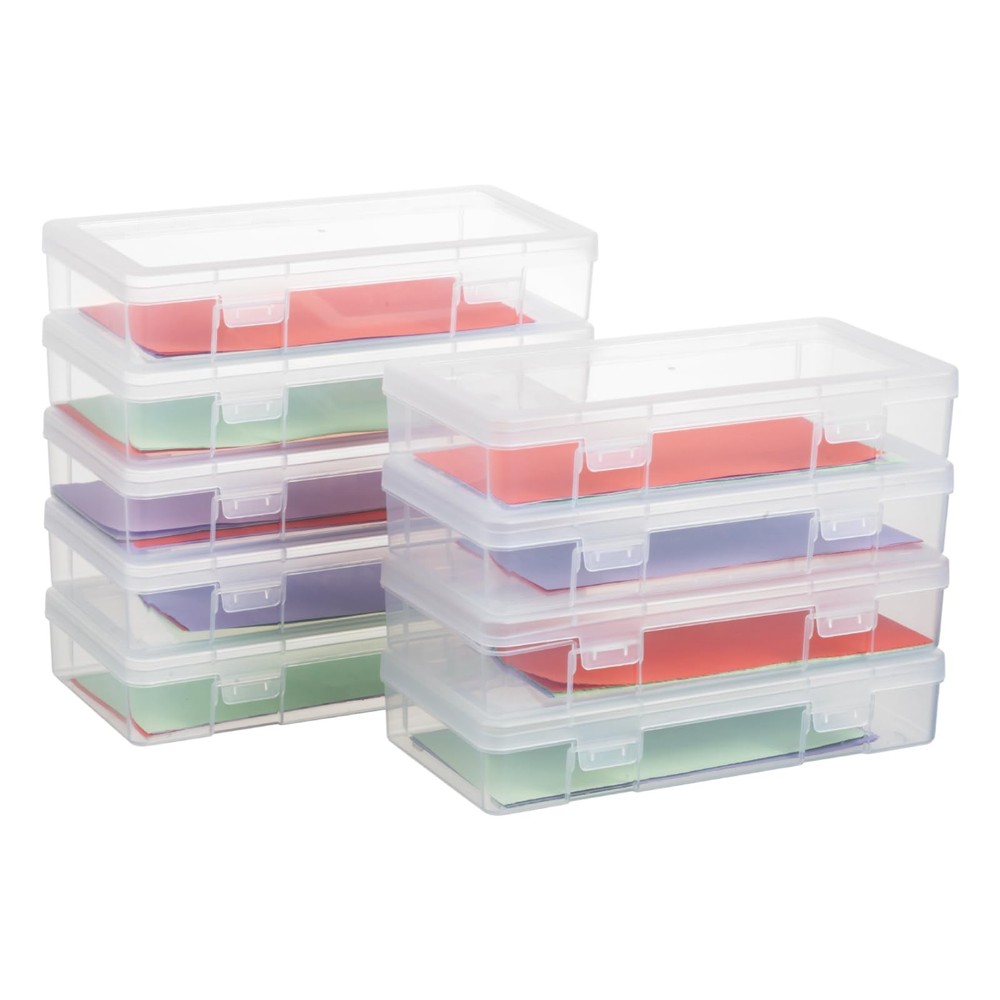 novelinks Small Plastic Storage Box Containers with 9 Pack Medium -Clear