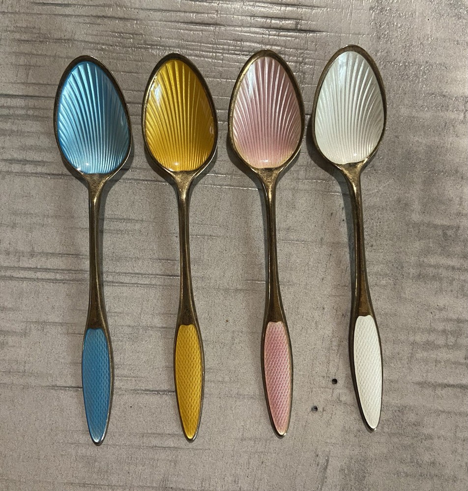 4 Danish Enameled Spoons