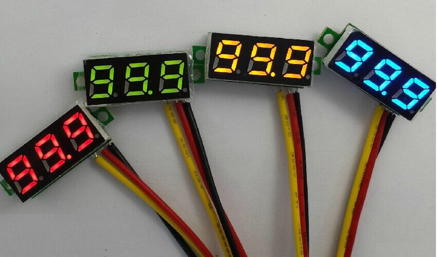 10pcs Mini DC 0-100V Green LED 3-Digital Display Voltage Voltmeter Panel Motor