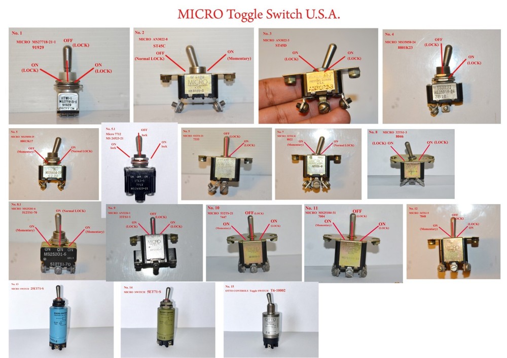 Vintage MICRO Toggle Switch Various sizes 17 models nos