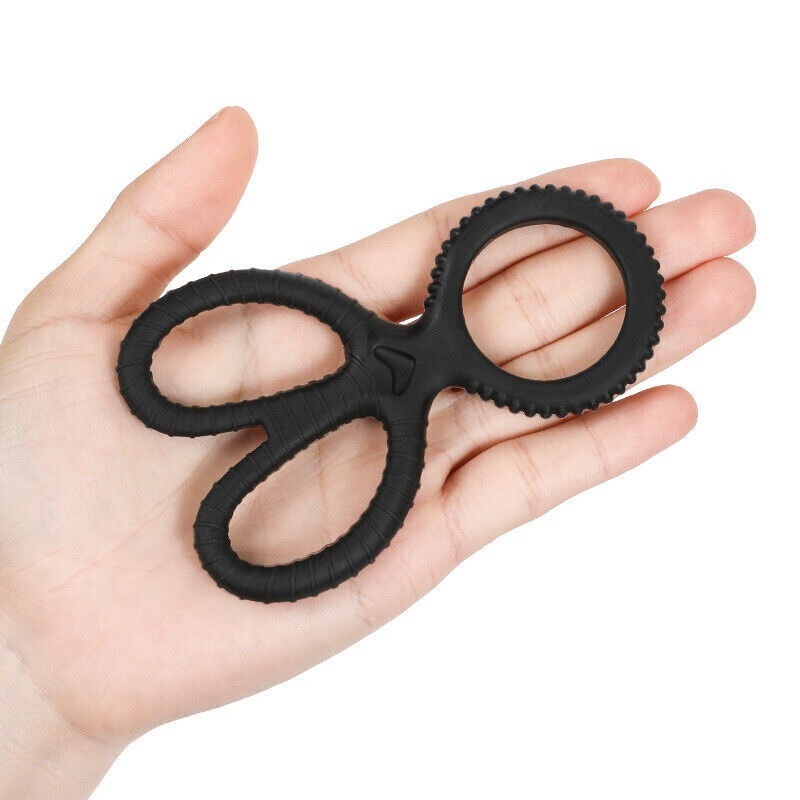 Ball Stretcher Enhancer Squeeze Scrotum Testicle Silicone Ring Delay-Ejaculation
