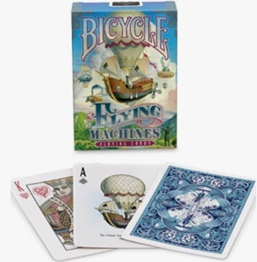 Bicycle Blue Flying Machine Playing Cards Deck Illustration in Flight
