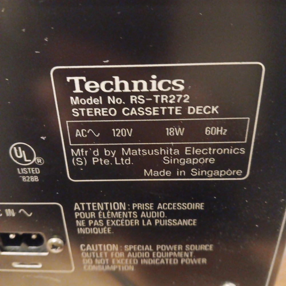 Technics RS-TR272 Dual Cassette Deck Feather Touch Control ONLY DECK 2 WORKS