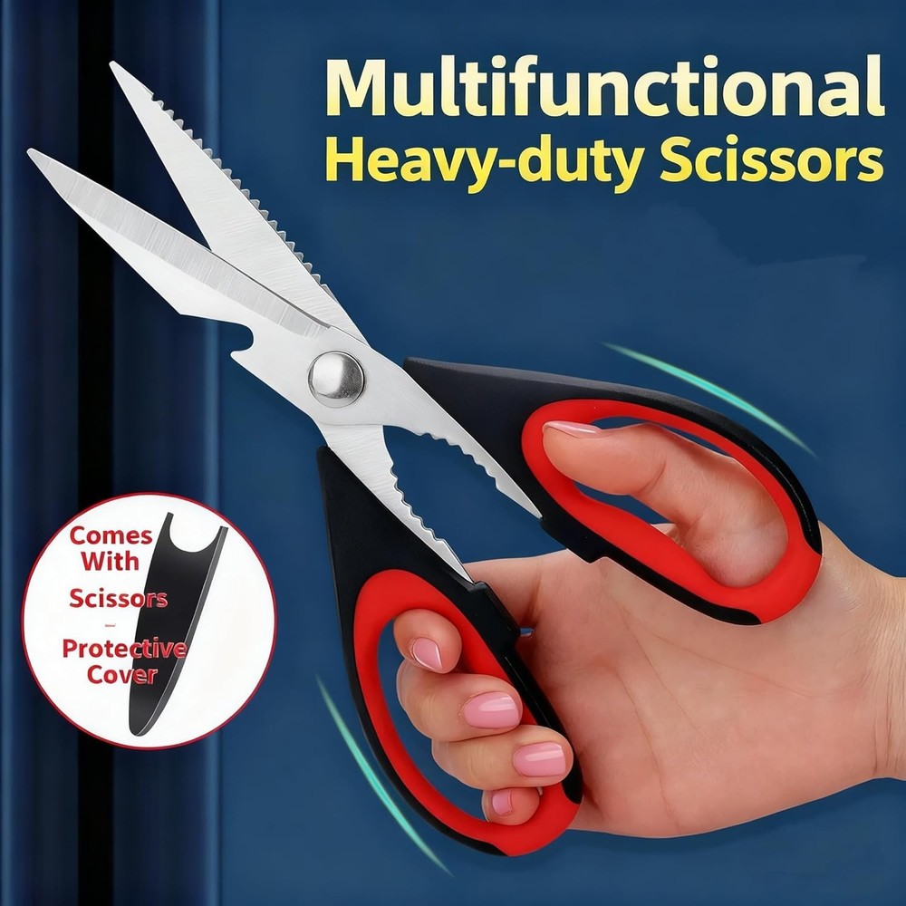 Multi-Purpose Cooking Scissors - Rust Resistant, Sharp Stainless Steel Blades