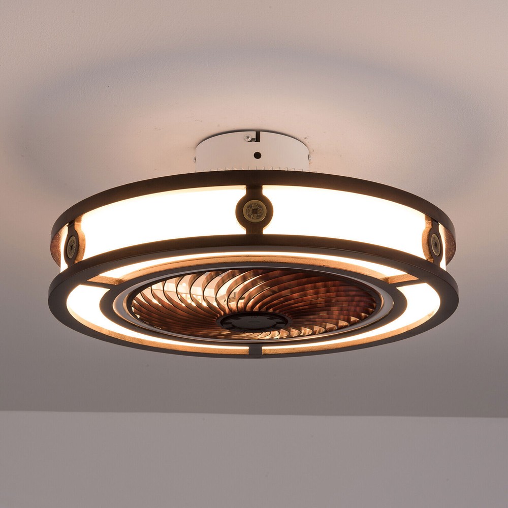 20" LED Small Ceiling Fan Modern Semi-Enclosed Flush Mount Remote Control