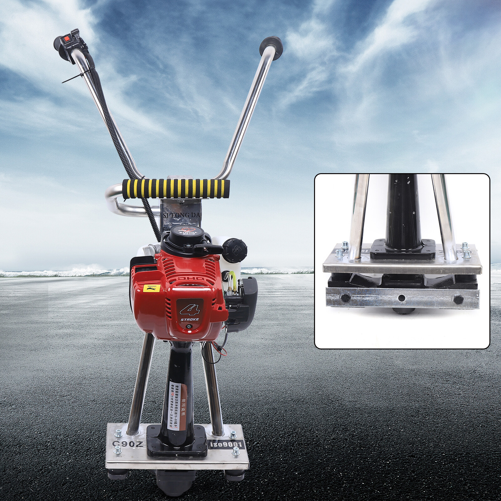 All stainless steel concrete power screed 4 stroke gas cement vibrating 900w USA