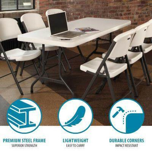 Lifetime 22901 6' White Granite Folding Table