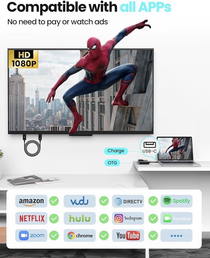 Qoonoi 2024 Upgraded Wireless HDMI Transmitter and Receiver