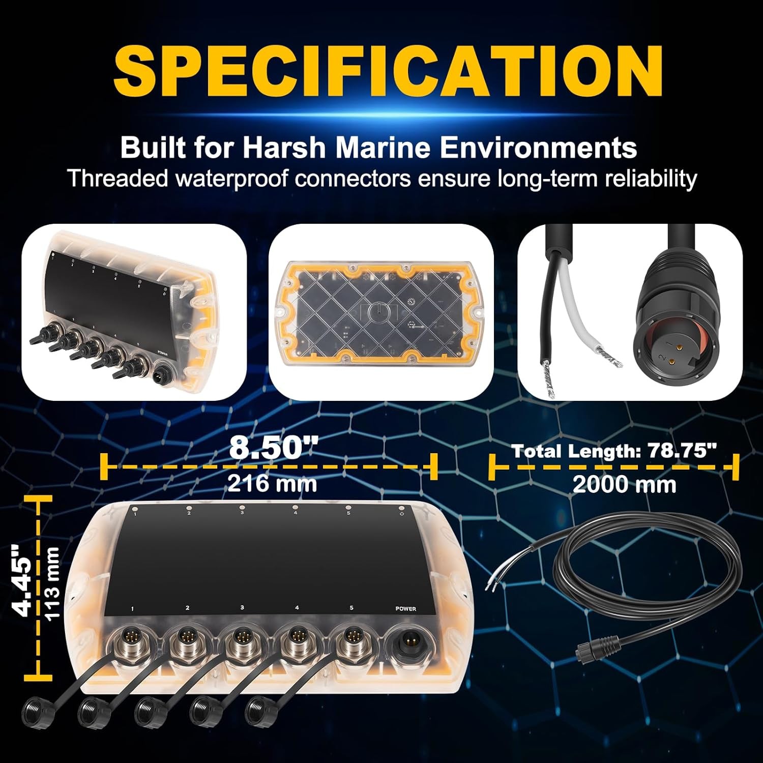 411850-1 5 Port Ethernet Switch for Humminbird AS ETH 5PGL, APEX, SOLIX, Helix