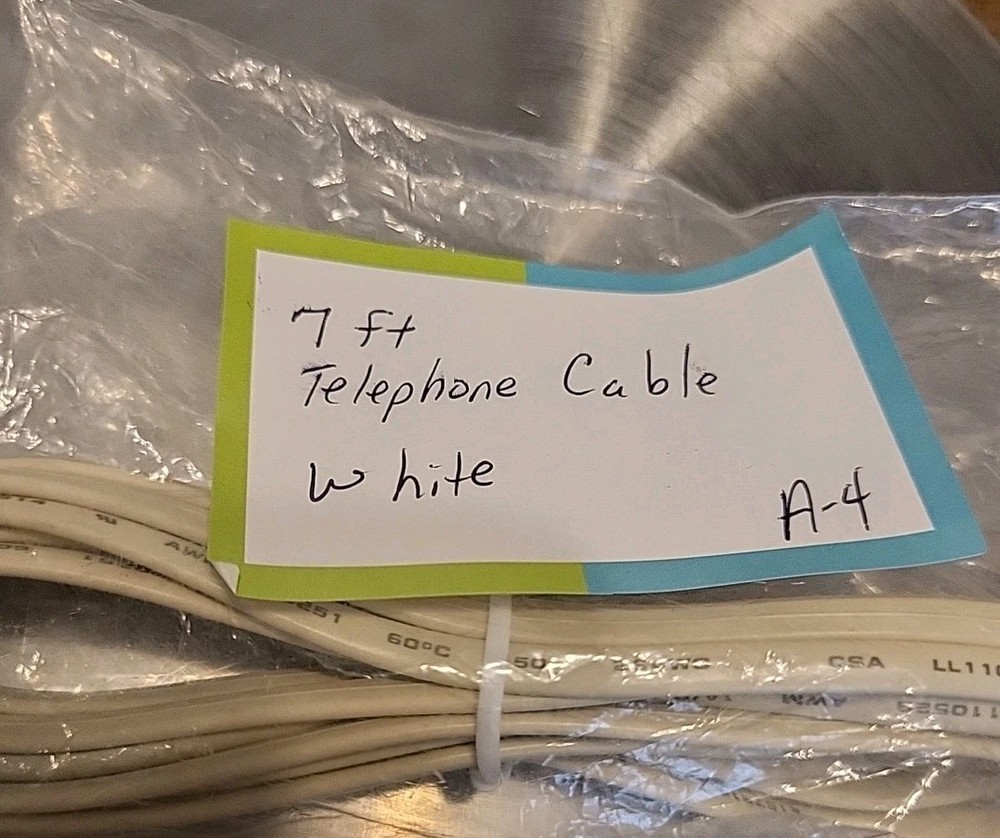 Straight Telephone Cable 7 Ft White E157914