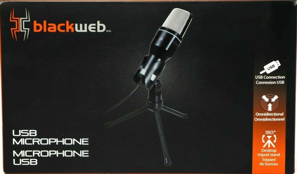 Blackweb USB Microphone with Desktop Tripod Stand (BWA19HO0013C) - NEW™