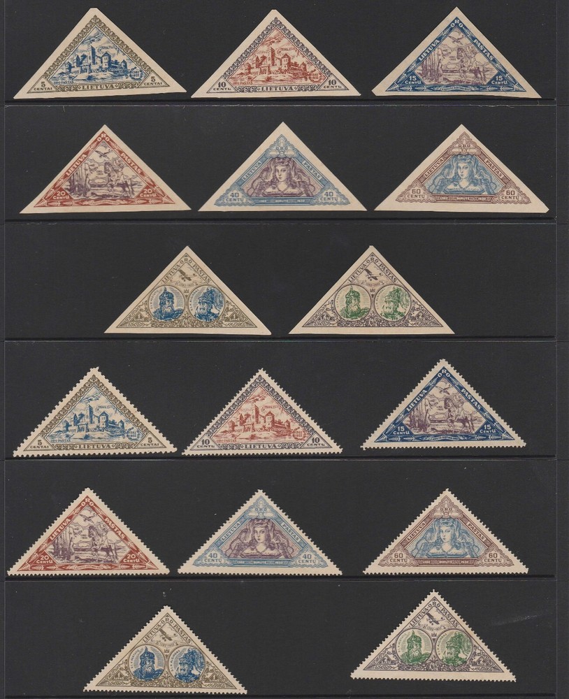 LITHUANIA 1933, AIR MAIL TWO COMPLETE SETS IMPERFORATED PERFORATED AIR MAIL SETS