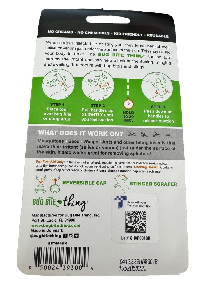 NEW Bug Bite Thing Chemical Free Sting Suction Tools Black