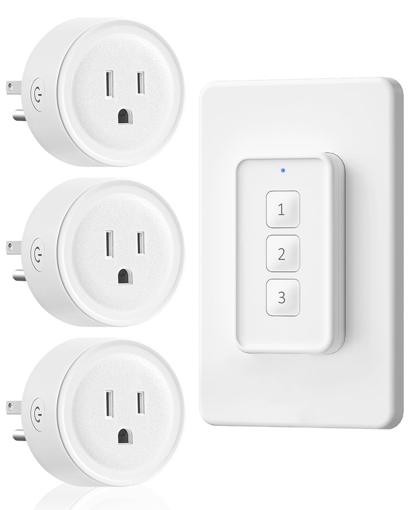 1 Remote Control Outlet Switch, 10A, 100ft RF Range, Expandable for 3 Plugs