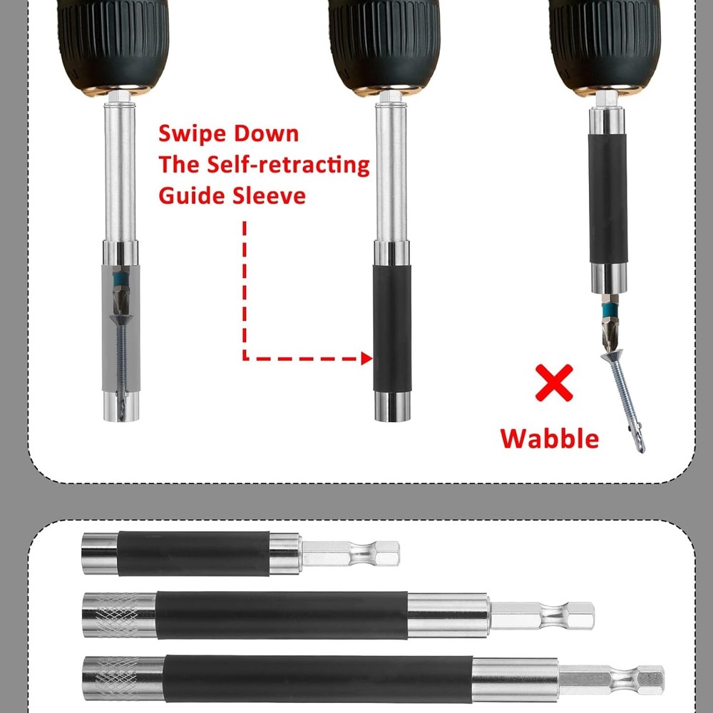 3pcs Magnetic Screw Drive Guide Drill Bit Tip Holder, Quick Release Screwdriv...