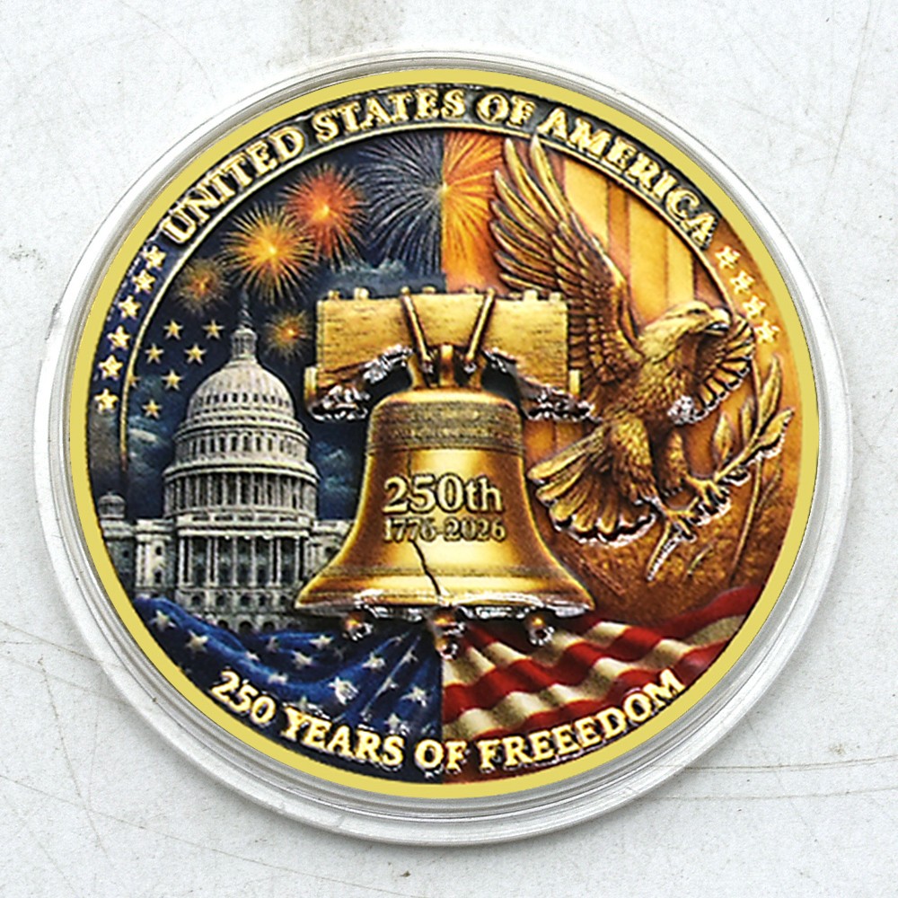 1776-2026 America 250th Anniversary Coin | Gold-Tone Patriotic Collectible Medal